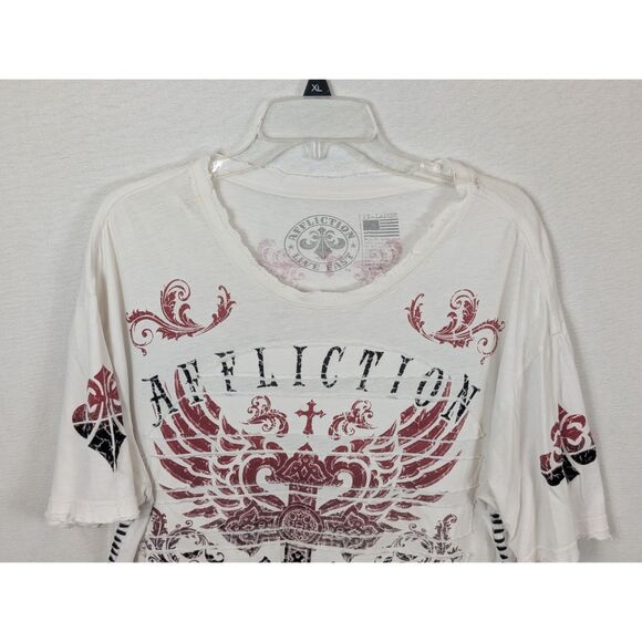 Affliction Live Fast Tried True Graphic Print Distressed T-Shirt Men's Size 2XL - Picture 2 of 13